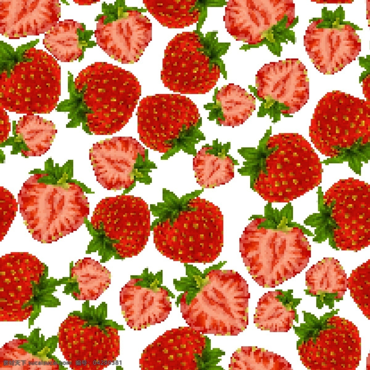 草莓无缝背景 矢量草莓 水果无缝背景 水果背景 新鲜草莓