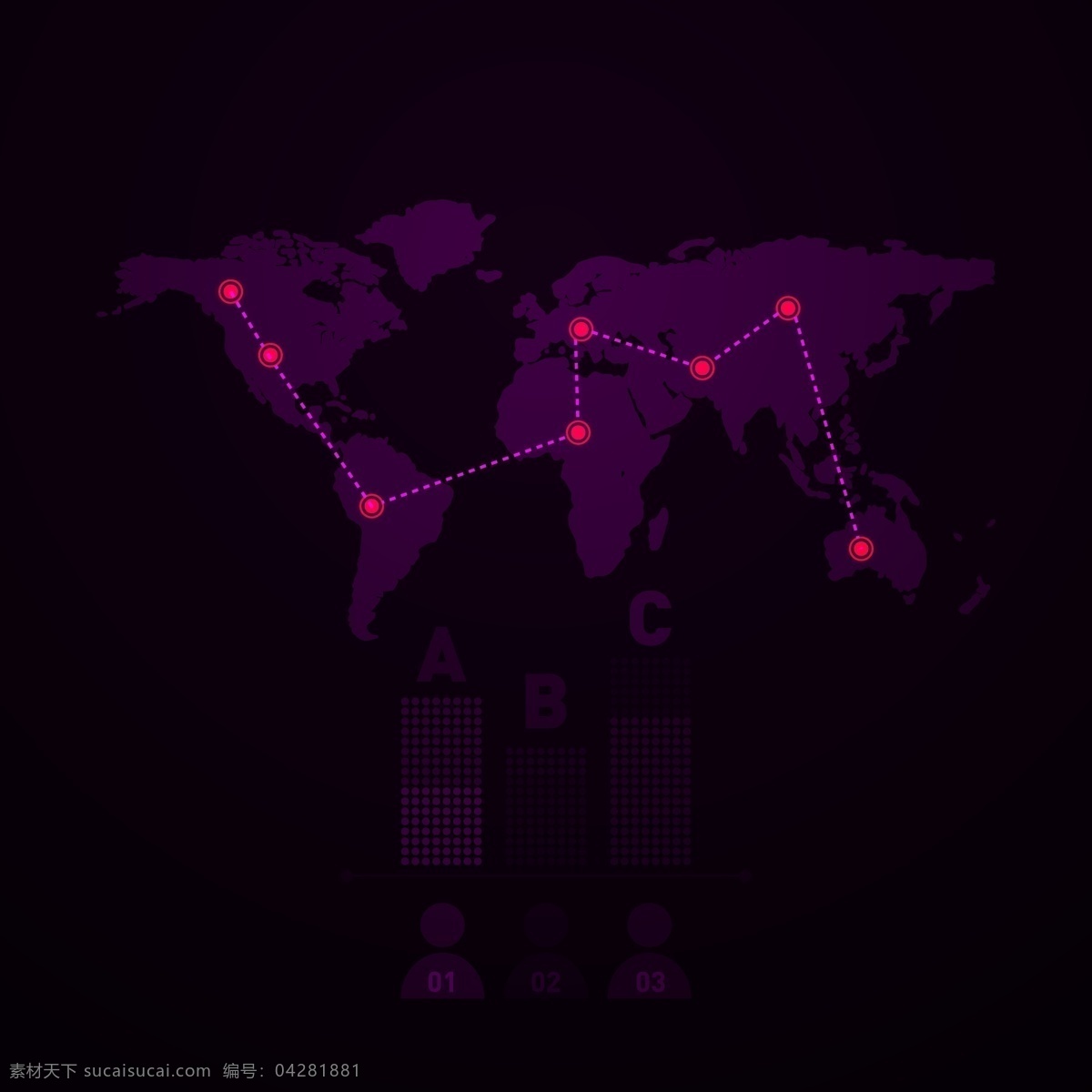 商务地图 商务 地图 背景 紫色 黑色
