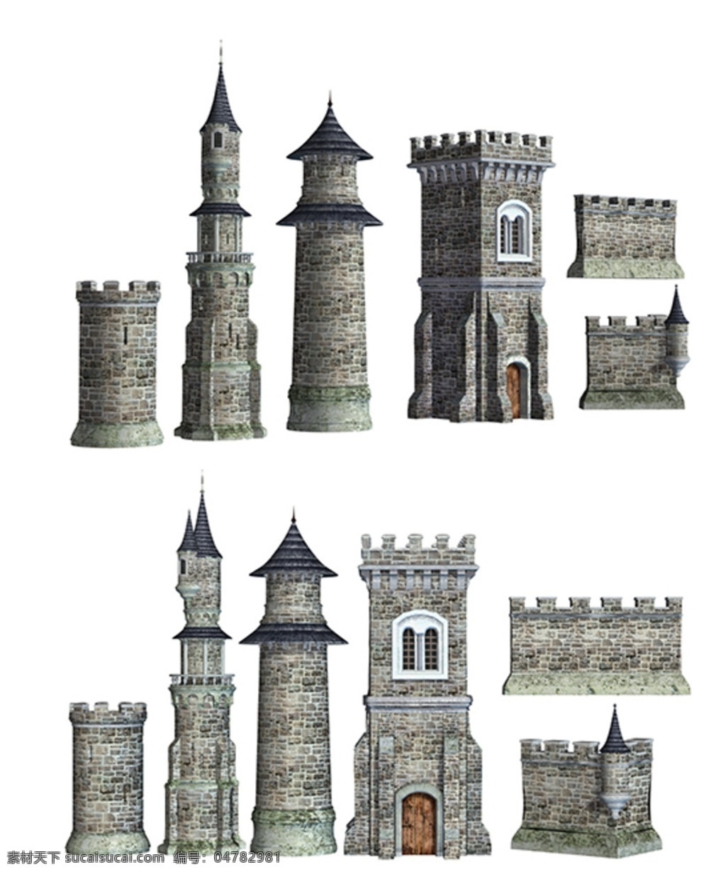 城堡素材 3d 古代城堡 哥德式风格 城堡元素 城堡构造 组成部分 组件 分层