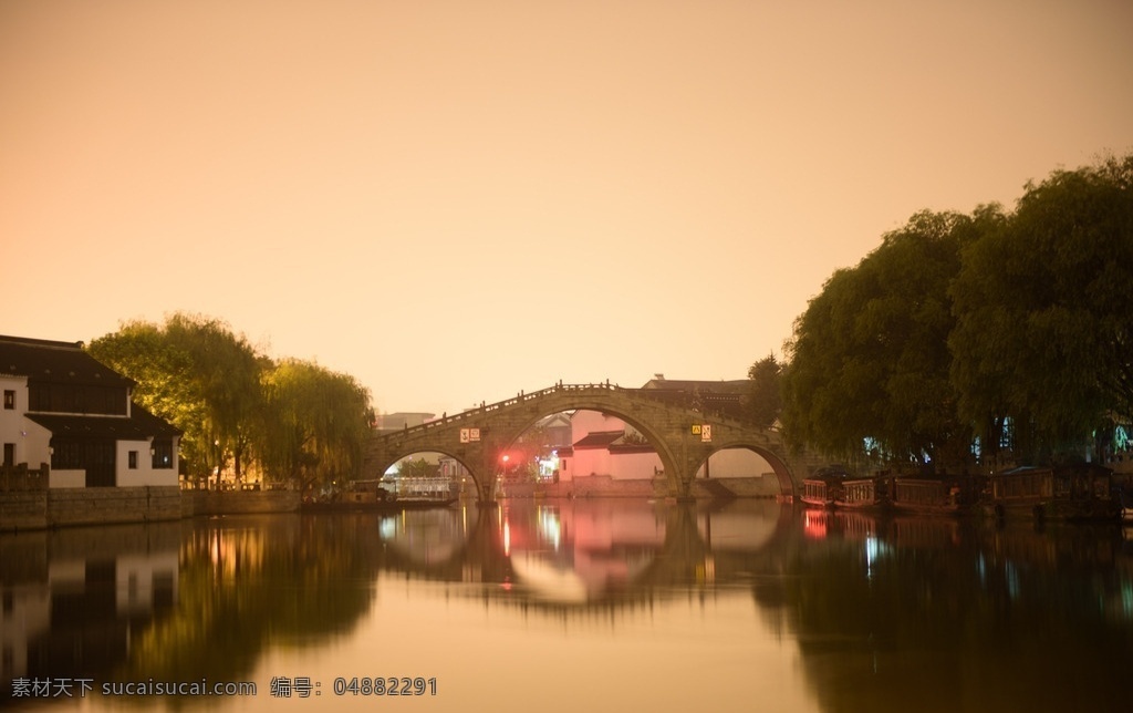 苏州 山塘 街 风光 石桥 夜景 城市风光 水乡 古镇 江南 中国 彩色图片 建筑 建筑园林 建筑摄影
