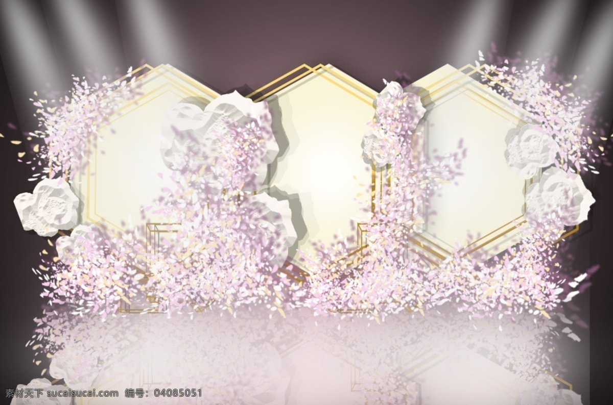 粉色 简约 婚礼 礼 迎宾 区 效果图 迎宾区 铁艺 粉色花艺素材 多边形造型 白色泡沫花