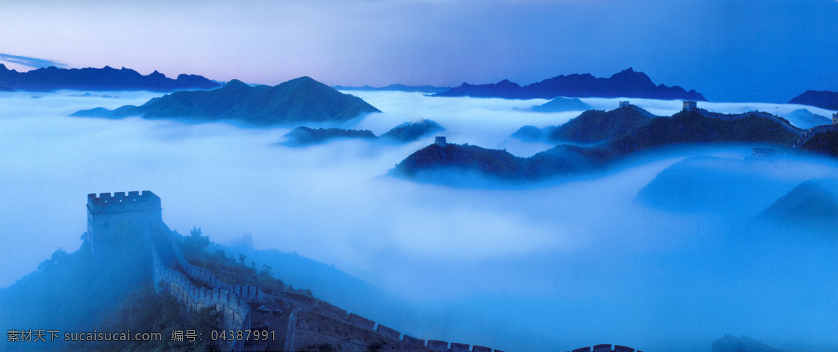 长城迷雾 高清 自然景观 设计图库