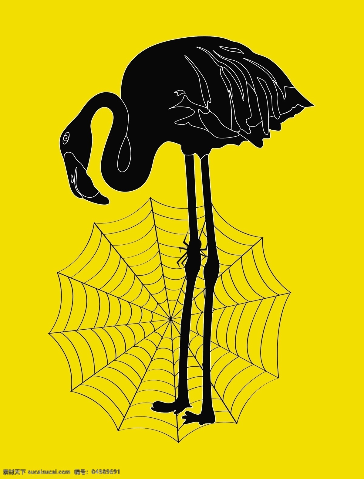 苍鹭鸟蜘蛛网 黄色