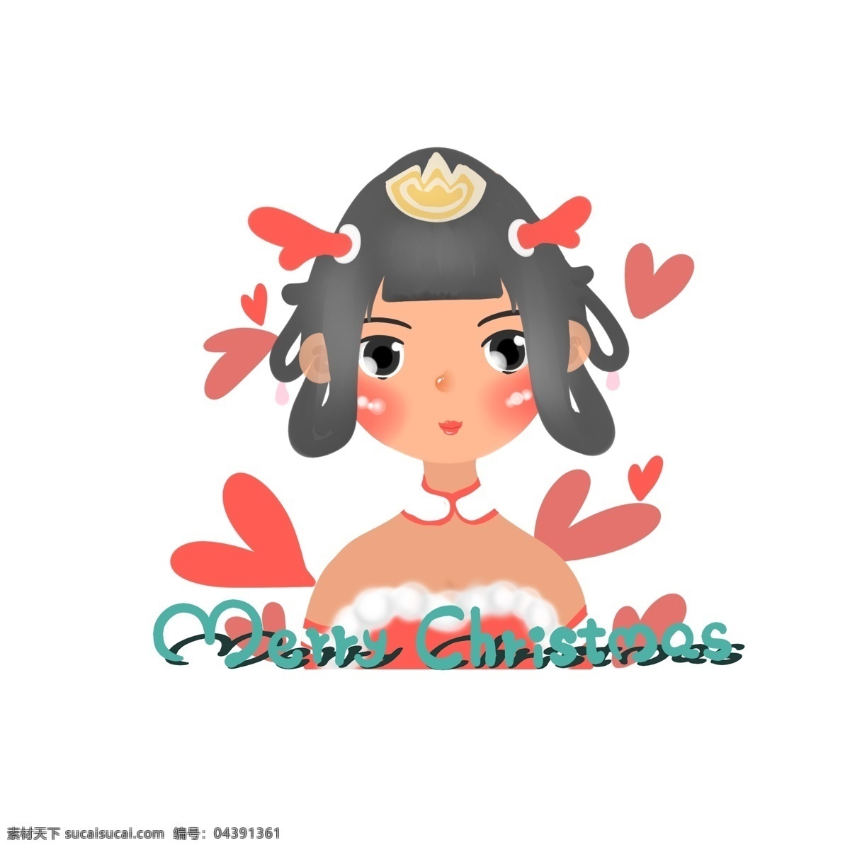 穿 性感 圣诞 服饰 俏丽 中国 风 女孩 圣诞节 红色 心形 卡通 人物 圣诞服装 圣诞裙 抹胸 中式 圣诞快乐 英文字母 手绘