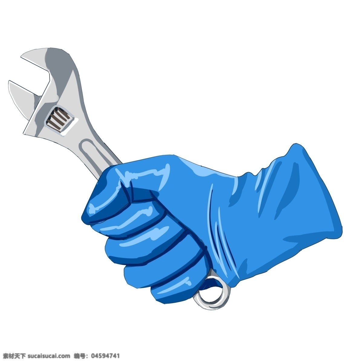 钢制 扳手 活动 蓝色手套 工具 活动扳手 金属扳手 绝缘手套