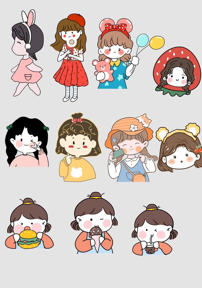 小姐姐可爱小妹妹手绘女素材图片下载-素材编号04396041-素材天下图库