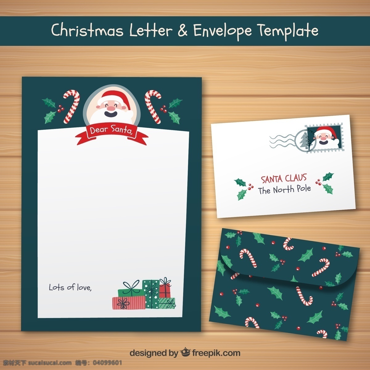 创意 圣诞老人 信封 信纸 矢量图 卡通 节日 可爱 气氛 圣诞 老人