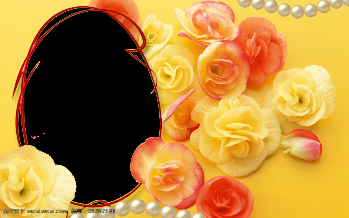 双喜 玫瑰 相框 模板 黄色 玫瑰花 双色 psd源文件 婚纱 儿童 写真 相册