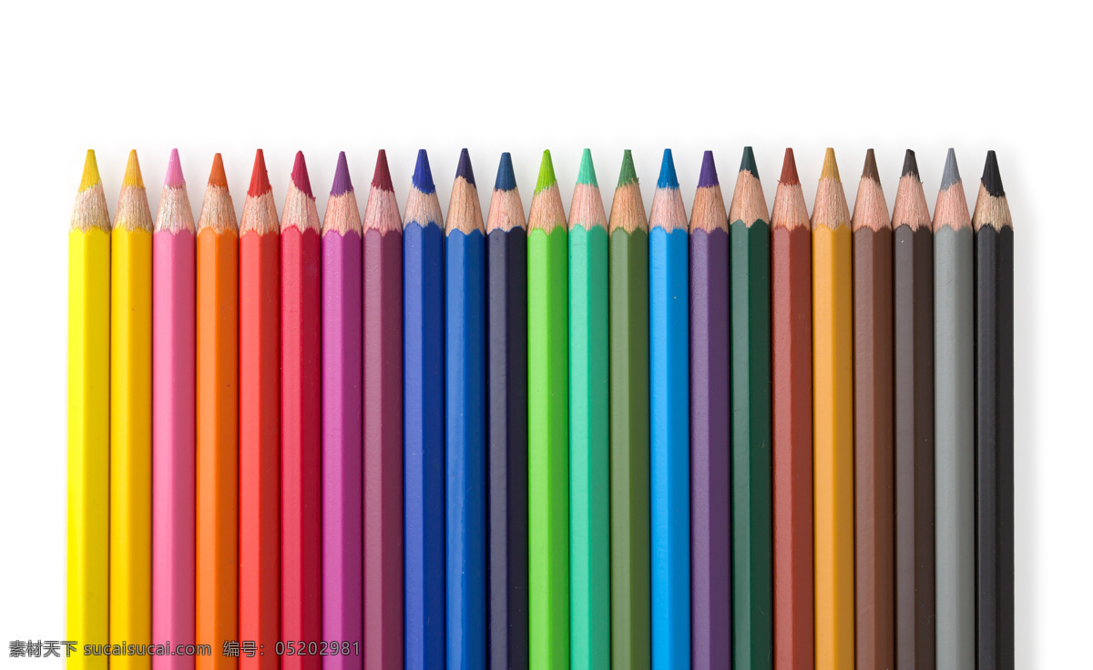 一排彩色铅笔 铅笔 笔 绘画笔 彩色铅笔 书写工具 绘画工具 学习用品 其他类别 生活百科 白色