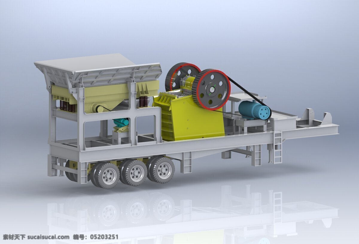 移动 颚式 破碎机 底盘 3d模型素材 其他3d模型
