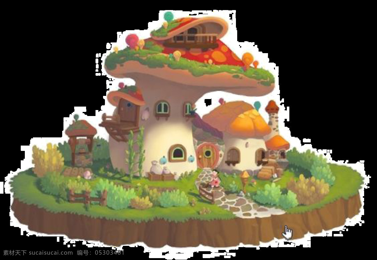 精美 童话 蘑菇 城堡 图案 元素 精美装饰 梦幻装饰 蘑菇城堡 童话城堡 童话世界