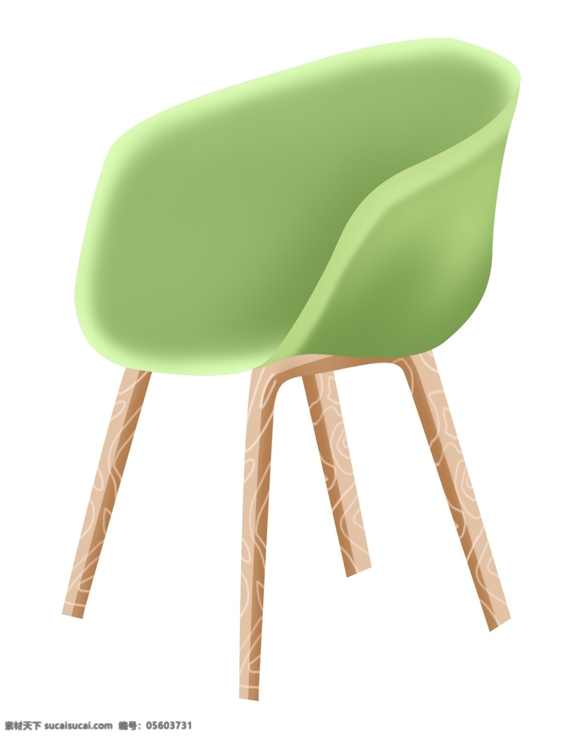 绿色 家具 椅子 插画 绿色的叶子 卡通插画 椅子插画 家具插画 椅子家具 精美椅子 木质的椅子