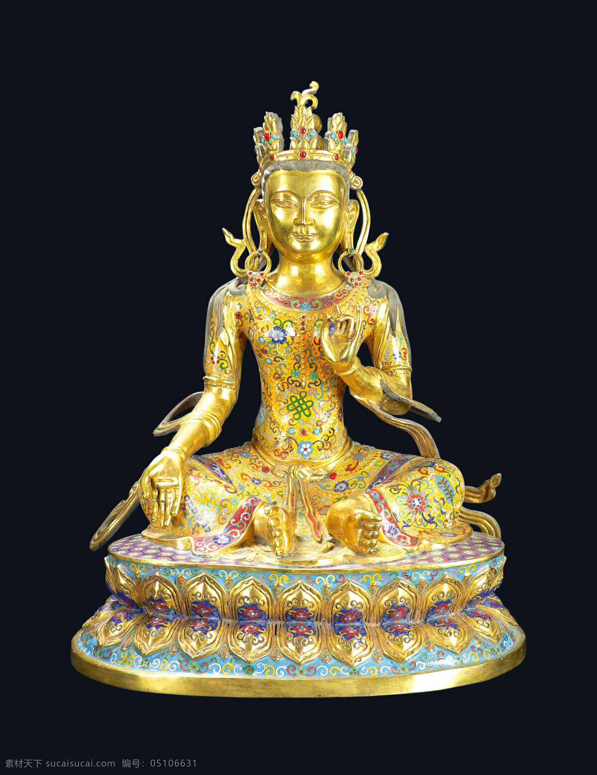 珐琅 鎏金 铜 观音 观音菩萨 乾隆年间 佛教 佛像 宗教信仰 文化艺术