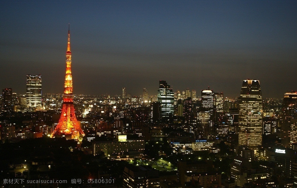 日本 东京 铁塔 夜景 灯影 建筑 高楼 建筑摄影 建筑园林