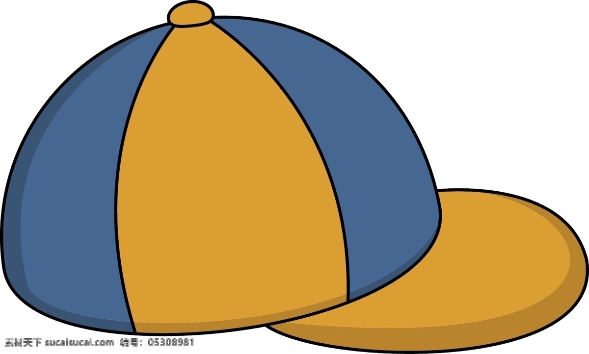 手绘 男童 帽子 插画 手绘帽子 蓝色 黄色 男童帽子 帽子插画 帽子插图 大檐帽子插画