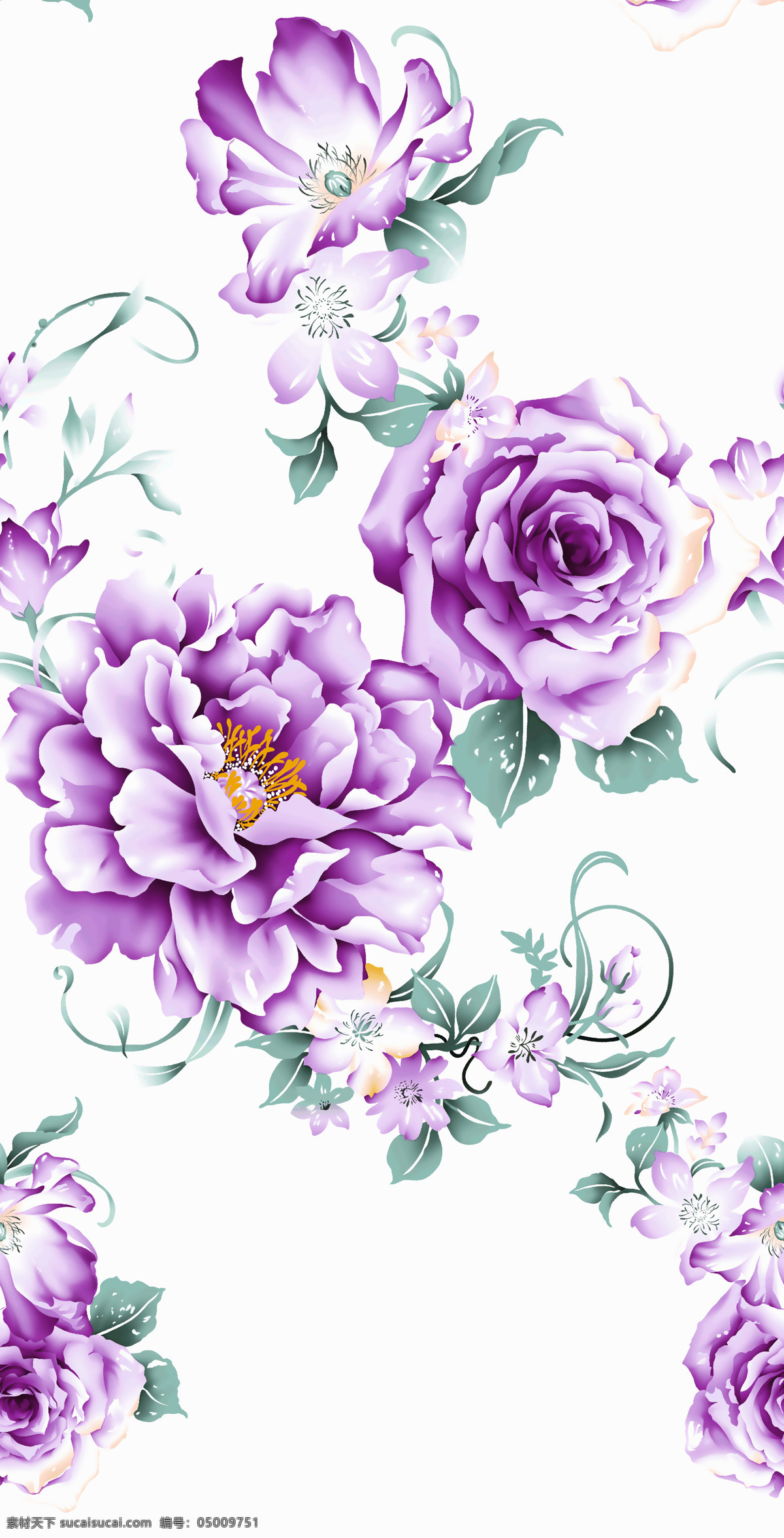 紫花 印花 家纺 紫色 花朵 靓丽花朵 花纹 图案 小 底纹边框 花边花纹