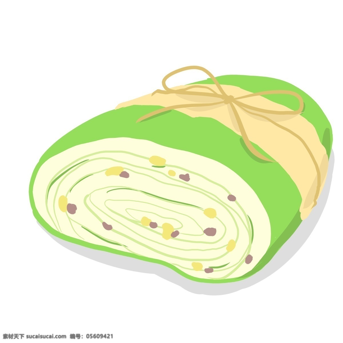 美食 蛋糕 瑞士 卷 卡通 瑞士卷 绿色 夹心 面包