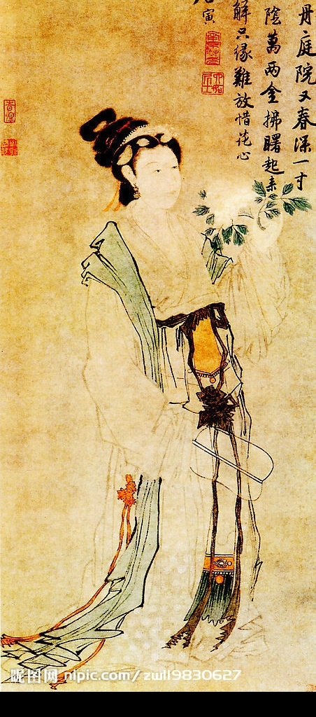 唐伯虎 牡丹 仕女图 唐伯虎书画 唐寅 书画 古代 名画 文化艺术 美术绘画 摄影图库 绘画书法 设计图库 牡丹仕女图