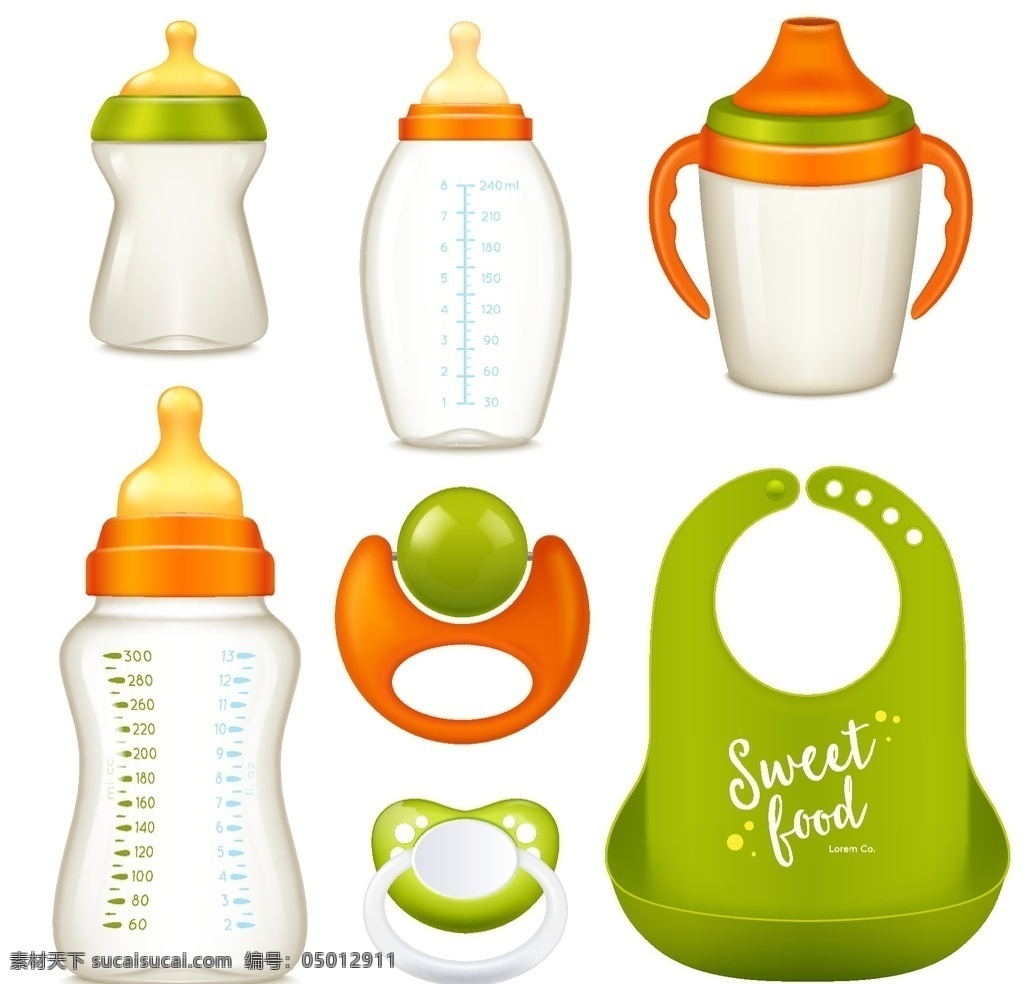 奶瓶 婴儿元素相关 新生儿 宝宝 幼儿 母婴 满月 手绘 卡通 可爱