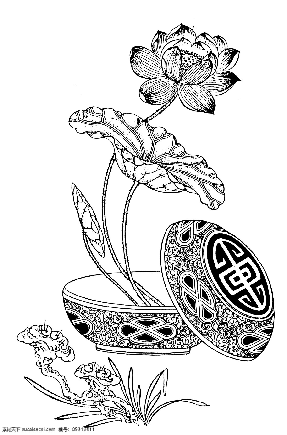 碗 中 荷花 花纹图案 碗中荷花 传统 吉祥 图腾 案 图案 碗中荷花图案 文化艺术