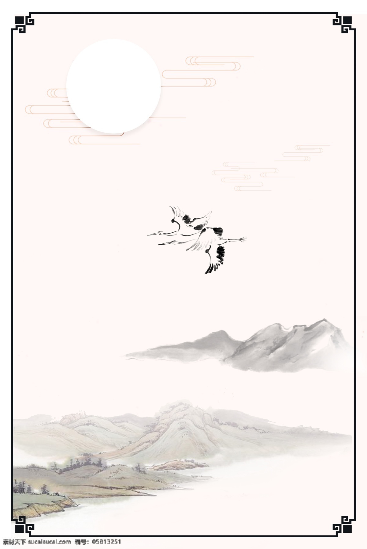 灰色 创意 中国 传统 背景 艺术 边框 纹理 装饰 云雾