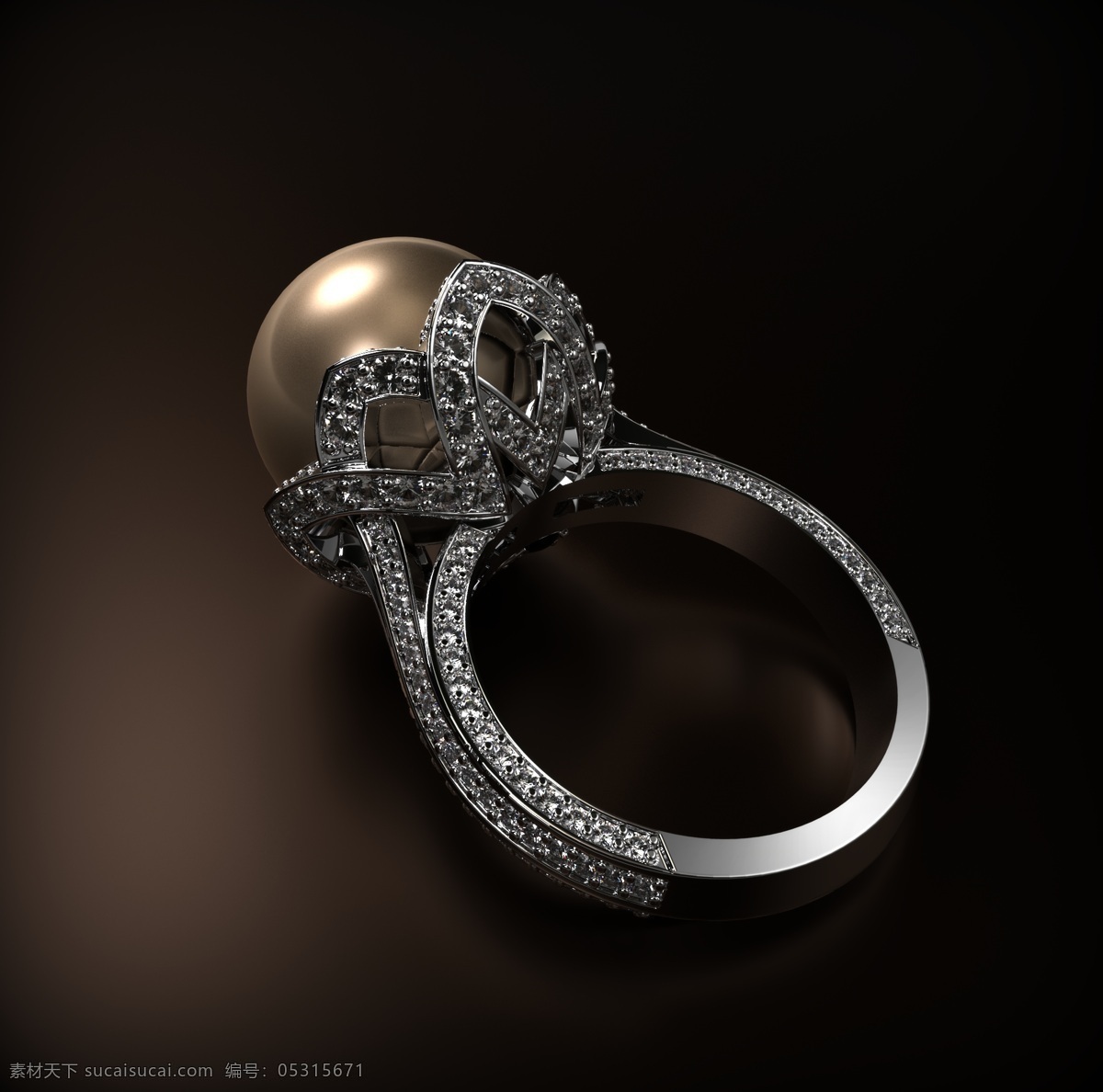 珍珠 钻石 戒指 珠宝 杂项 3d模型素材 其他3d模型