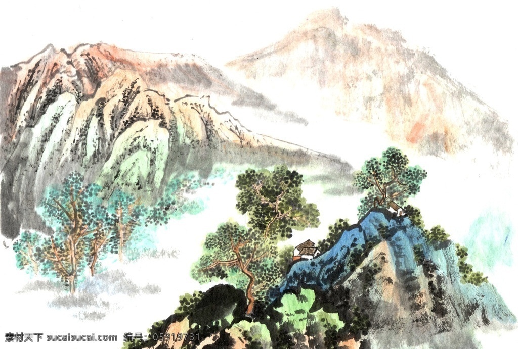 中国画 中国 传统 绘画 高山 山峰 山脉 文化艺术 绘画书法