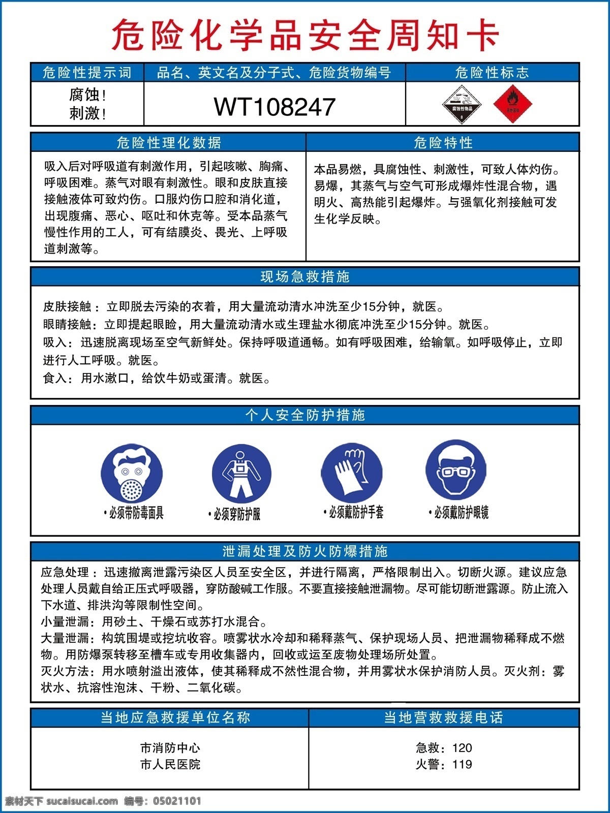 危险 化学品 安全 周知 卡 危险化学品 安全周知卡 腐蚀刺激 危险告知卡 安全标识