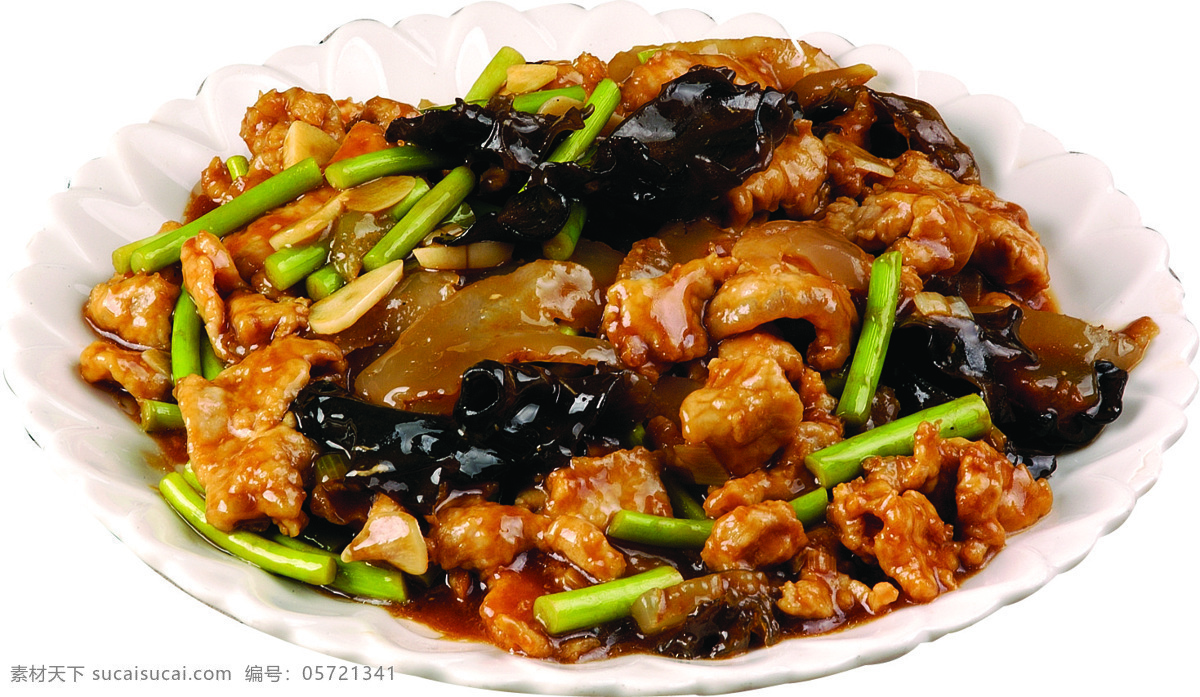海参过油肉 菜 美食 佳肴 美味 热菜 海鲜 蒜苔 木耳 调料 酱 卤 葱 姜 餐饮美食 传统美食