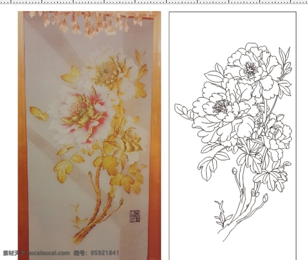 牡丹 矢量图 艺术玻璃图案 室内设计 cdrx5 格式 雕刻图 彩雕 彩雕图 隔断 玄关 屏风 背景 背景墙 广告装饰 室内装饰 标志图标 其他图标