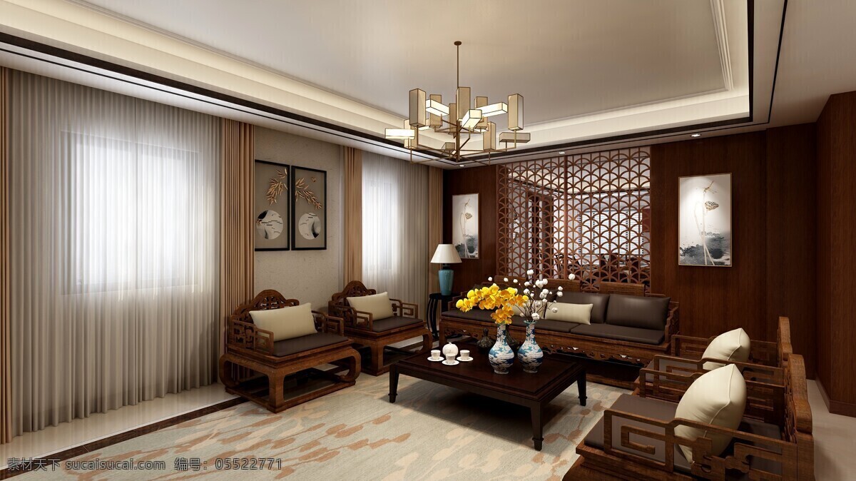 中式客厅 中式 客厅 室内 家装 新中式 环境设计 室内设计