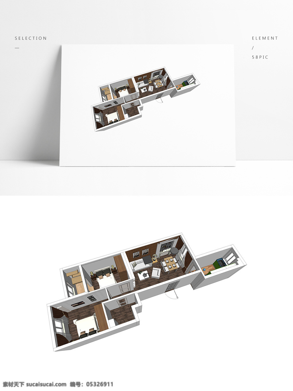小 户型 su 全景 模型 室内空间设计 住宅室内设计 样板房 透视 3d模型 su模型 草图大师模型 家具模型