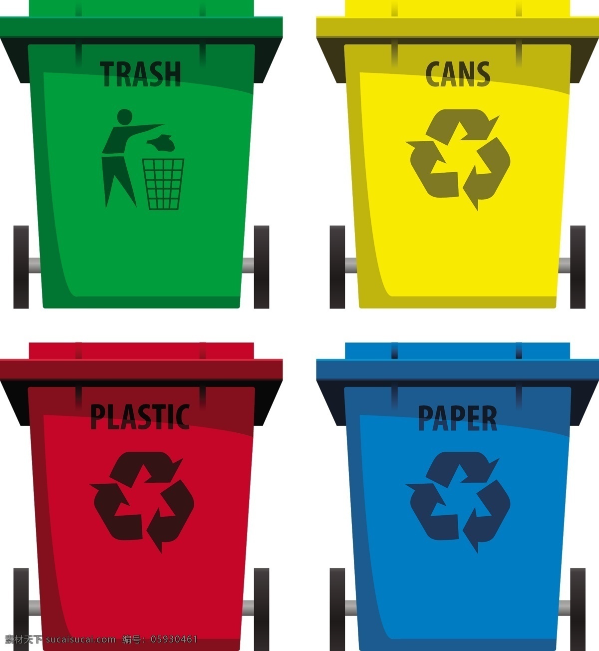 回收图标 丢垃圾图标 卡通垃圾桶 矢量垃圾桶 生活百科 矢量素材 白色