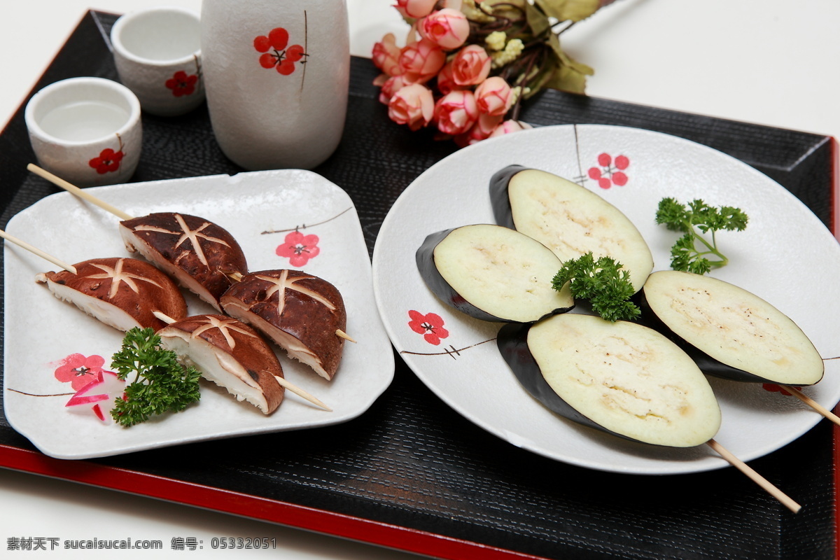 日本料理烧烤 烧烤 茄子串 蘑菇串 日本料理 组合 套餐 餐饮美食