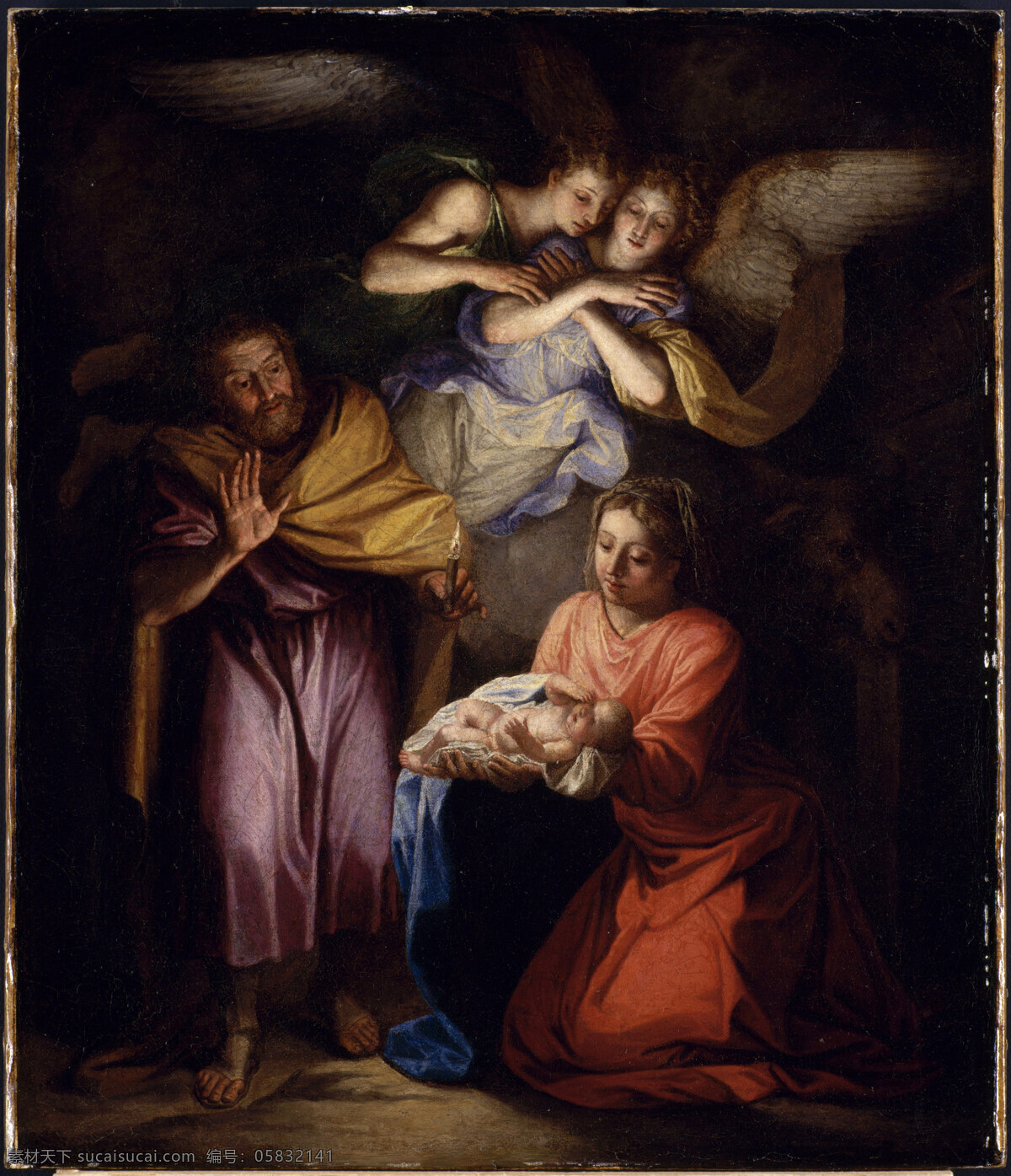 基督诞生 基督 耶稣 圣彼得 天使 蜡烛 圣母 唯美 油画艺术 古典油画 写实油画 油画人物 绘画 艺术 文化艺术 绘画书法