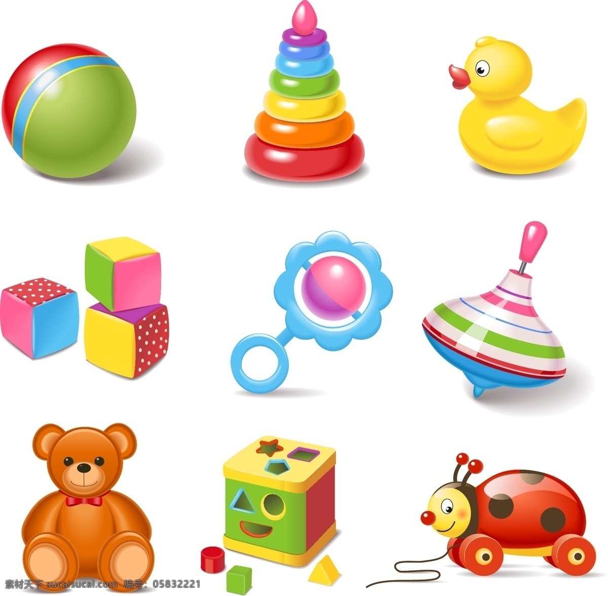 儿童玩具 图标 矢量 儿童玩具图标 矢量素材 小黄鸭 玩具熊 气球 沙包 积木 七星瓢虫 小车 卡通玩具 eps格式
