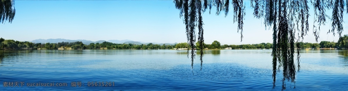 公园 湖泊 美景 风光 树木 房屋 建筑物 山峰 蓝色天空 自然风景 自然景观