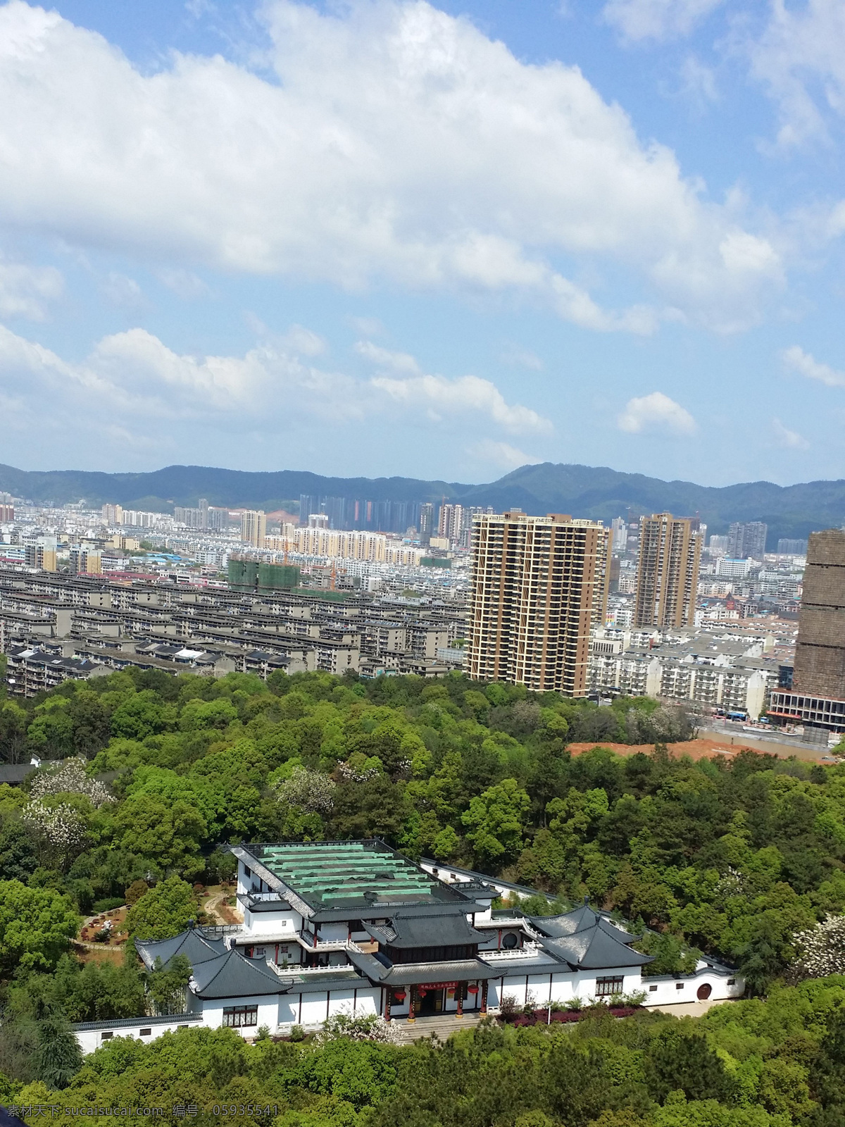 新余抱鸟瞰图 新余 鸟瞰图 抱石公园 蓝天 白云 旅游摄影 自然风景