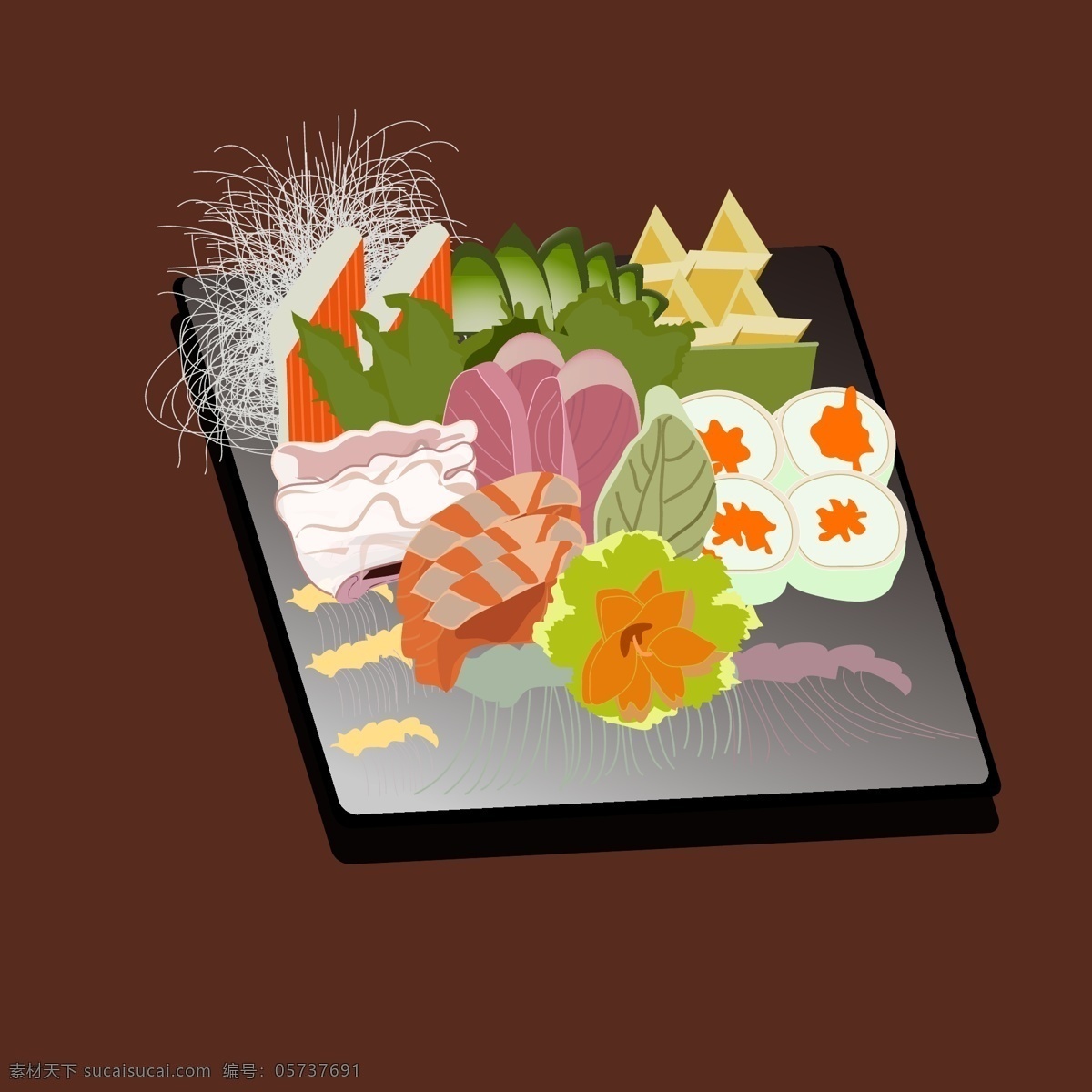 原创 插画 日本料理 美食 插图 矢量 寿司
