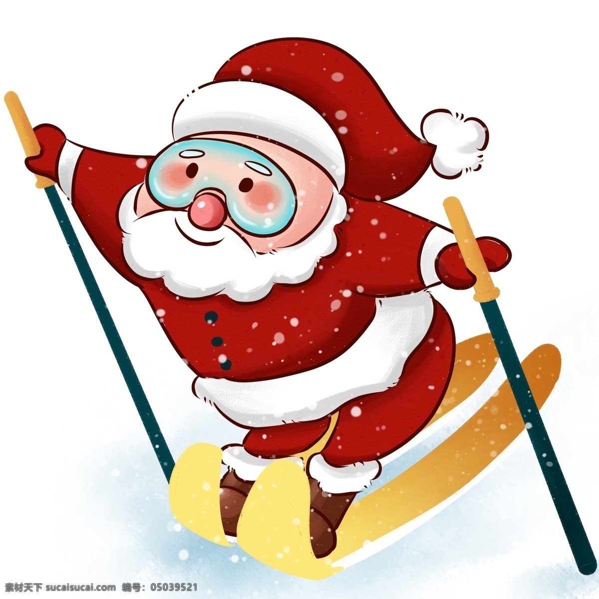 圣诞节 圣诞老人 滑 雪橇 节日 快乐 冬季 红色 装饰 圣诞 滑雪 雪地 下雪 冬天 冬日 滑雪板 卡通人物形象