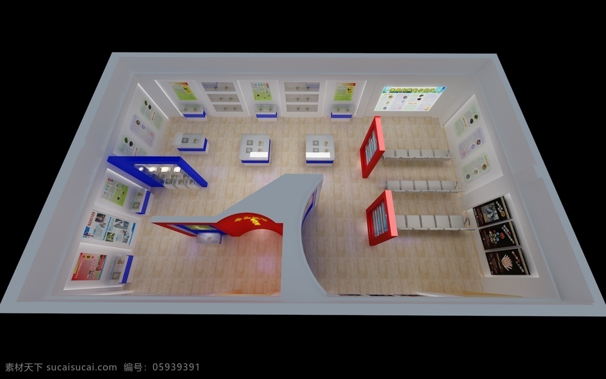 毒品 教育 展览室 俯视图 灯光 红色 环境设计 蓝色 室内设计 源文件 展示牌 展台 家居装饰素材 展示设计