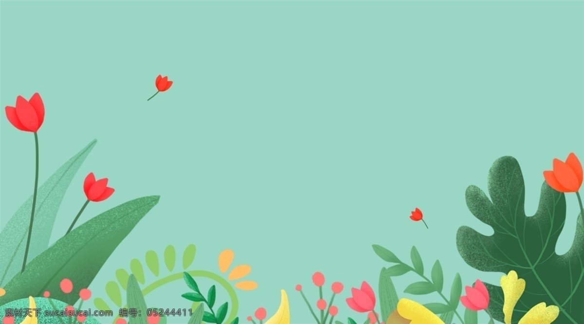 抽象 手绘 绿色植物 插画 背景 风景背景 花卉背景 森系 小清新背景 植物背景 植物花卉 水彩背景