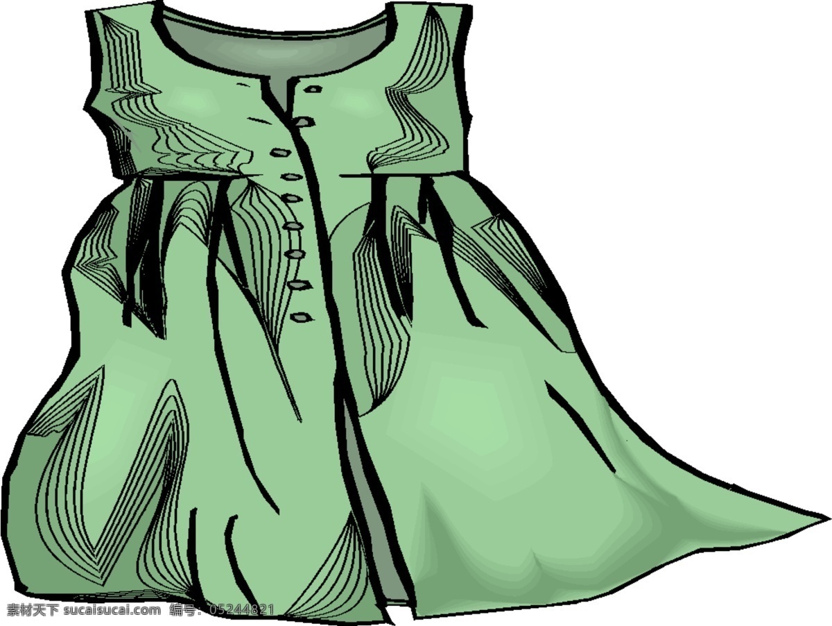 女士 绿色 连衣裙 服装设计 服装设计图