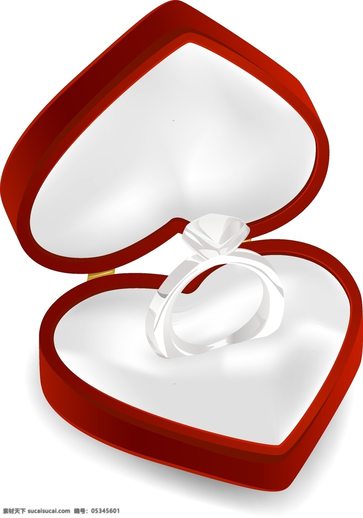 心形戒指元素 红色 心形 礼盒 钻石 戒指 求婚