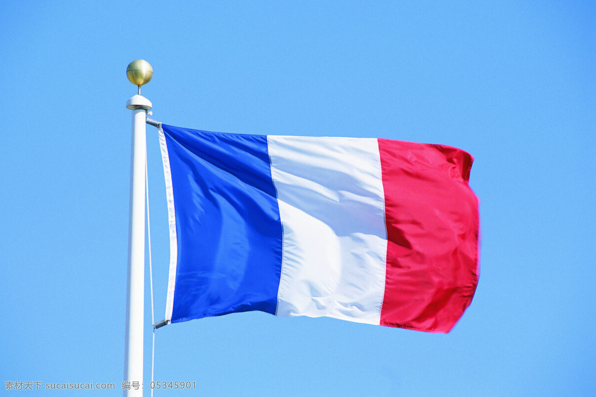 法国国旗 法国 国旗 旗帜 飘扬 旗杆 天空 文化艺术 摄影图库