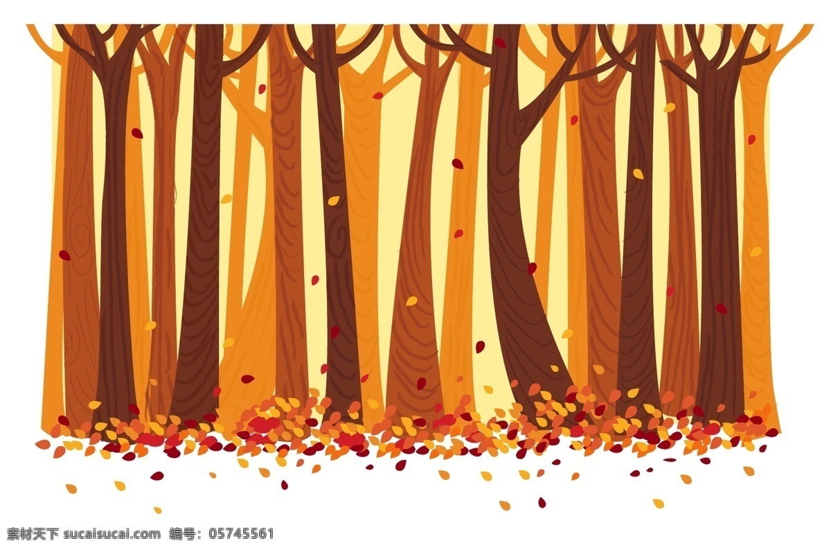 秋天树木叶子 秋天 树木 叶子 落叶 卡通 背景 金色 底纹边框 背景底纹