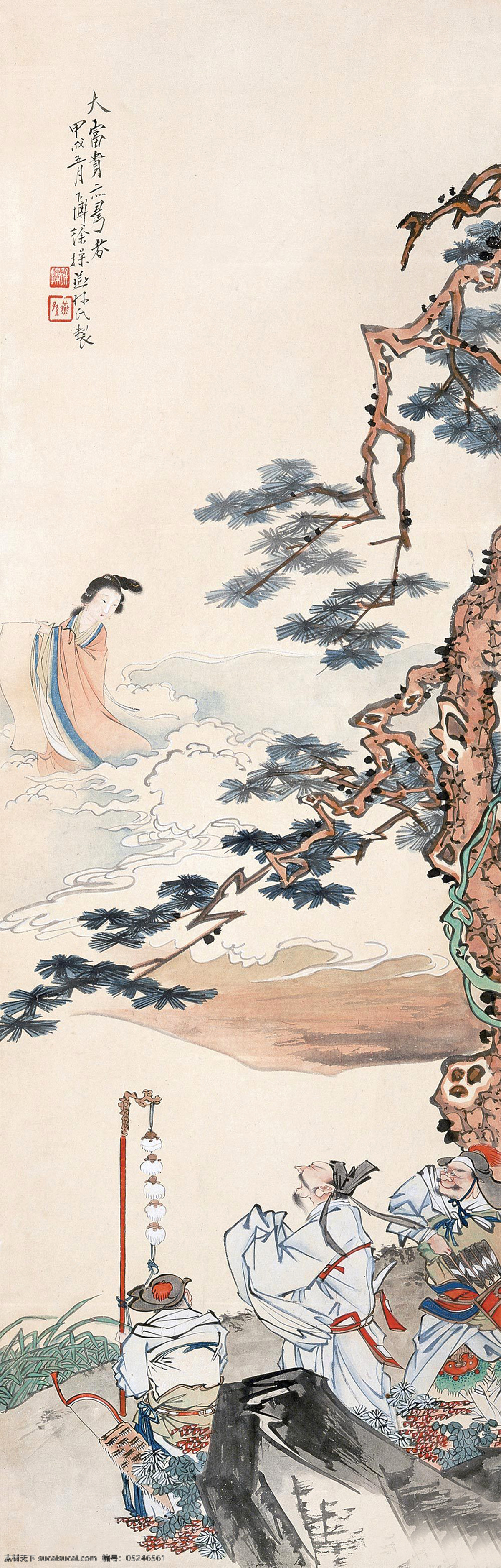 富贵寿考图 近现代 山水画 精选 近代绘画 徐操 国画 古画 书画 山水 人物 古人物 文化艺术 绘画书法 设计图库