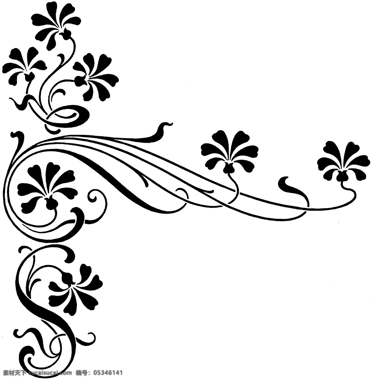 花草花纹 古典纹饰 欧式 图案 欧式图案 设计素材 装饰图案 书画美术 白色