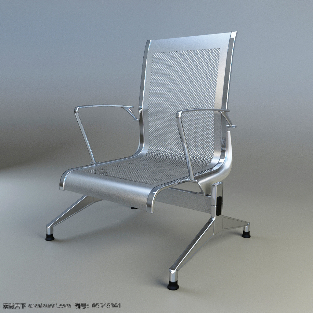 现代 银色 公共 座椅 3d 模型 椅子 3d模型 3d渲染 模型素材