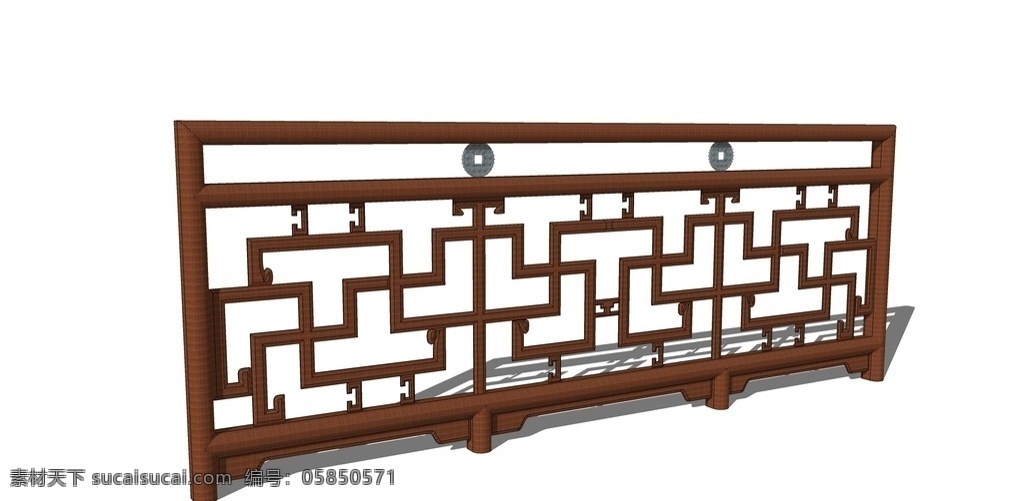 中式 方格 木 栅栏 红木 仿古 复古 中国风 木栅栏 栏杆 围栏 室内模型 3d设计 skp